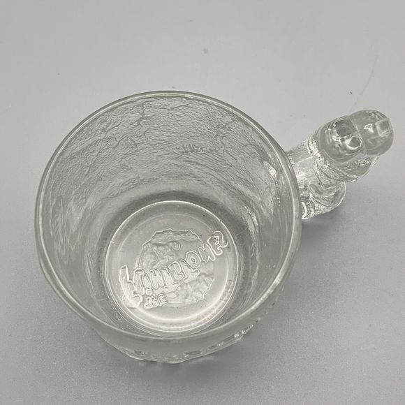McDonalds 1993 The Flintstones Glass Pre Dawn Mug Bone Handle Etched Embossed 3D - Picture 5 of 9